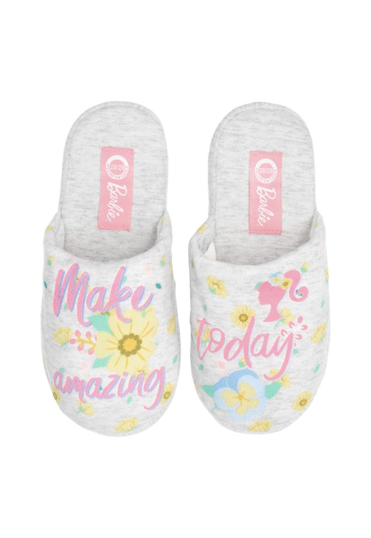 Pantufla niña Barbie gris-2