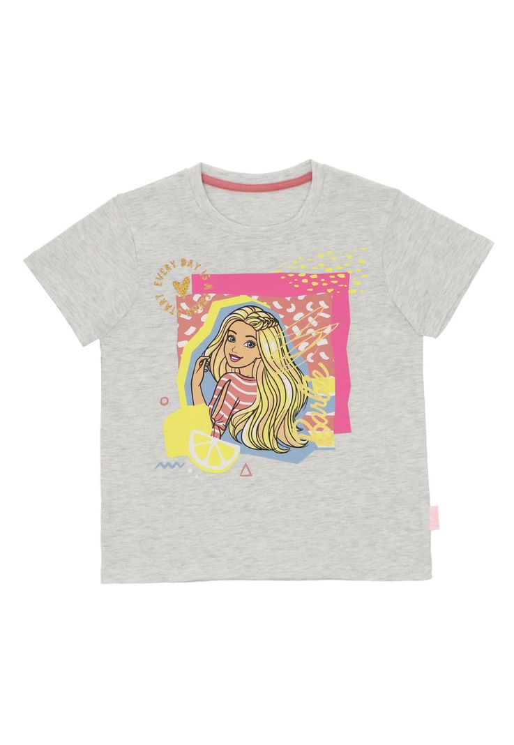 POLERA MANGA CORTA BARBIE GRIS MELANGE-0