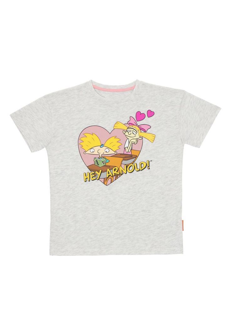 POLERA MANGA CORTA HEY ARNOLD GRIS MELANGE-1