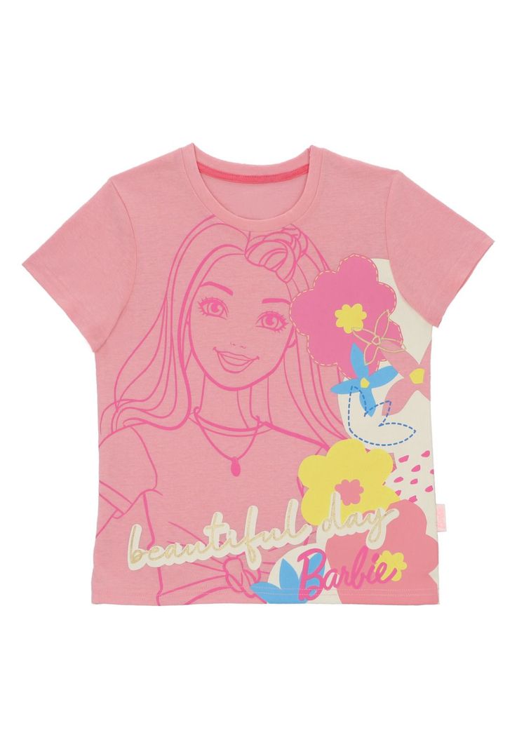 POLERA MANGA CORTA BARBIE ROSADA-0