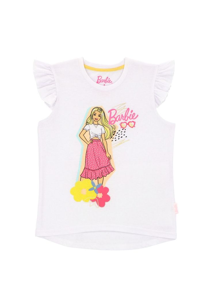 POLERA SIN MANGA CON VUELO BARBIE BLANCO-0