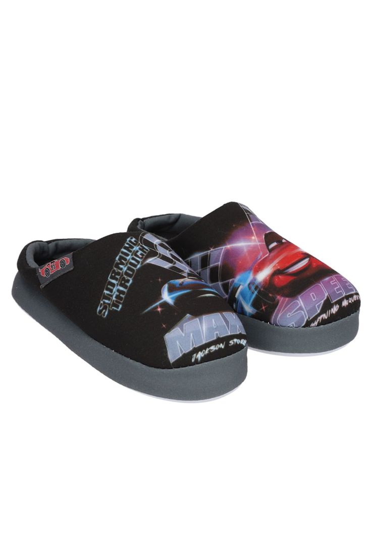 Pantufla encaje niño Cars negro-3