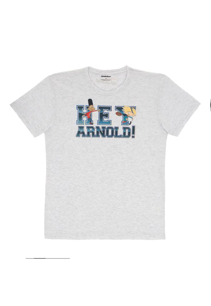 POLERA MANGA CORTA HEY ARNOLD GRIS MELANGE-0