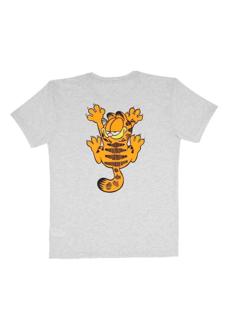 POLERA MANGA CORTA GARFIELD GRIS MELANGE-1