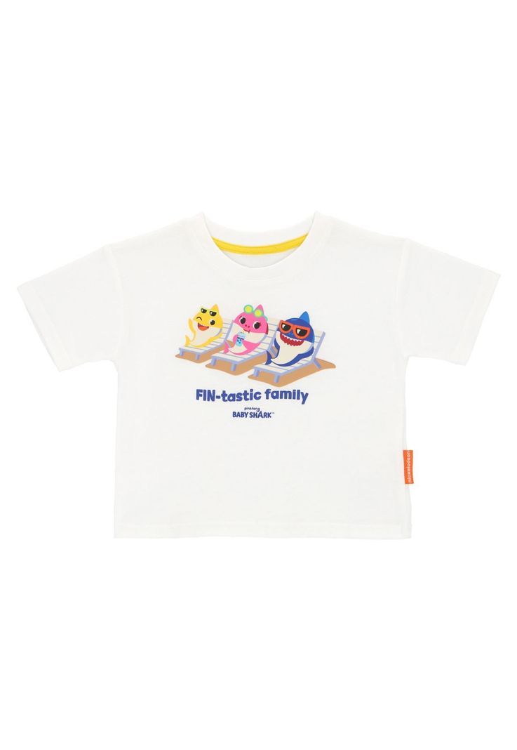 Polera Manga Corta Bebé Blanca Baby Shark-0