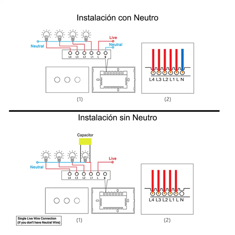 Interruptor Wifi sin Neutro de 3 Canales para Sonoff Ewelink-1