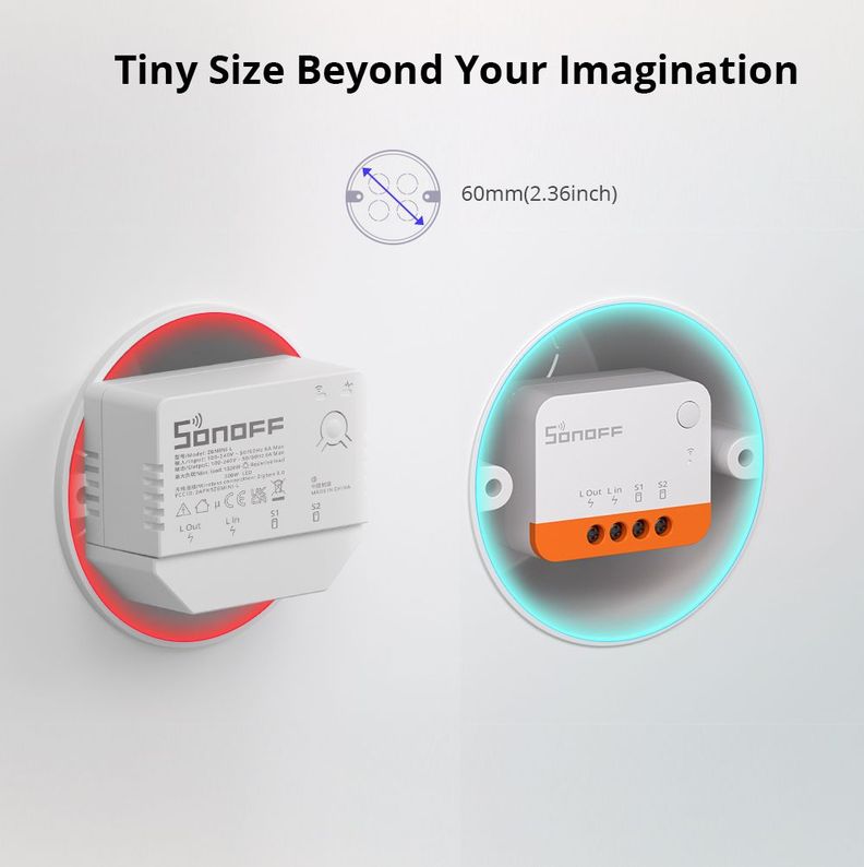 Interruptor Zigbee Sin Neutro Sonoff Mini Extreme ZBMINIL2-4