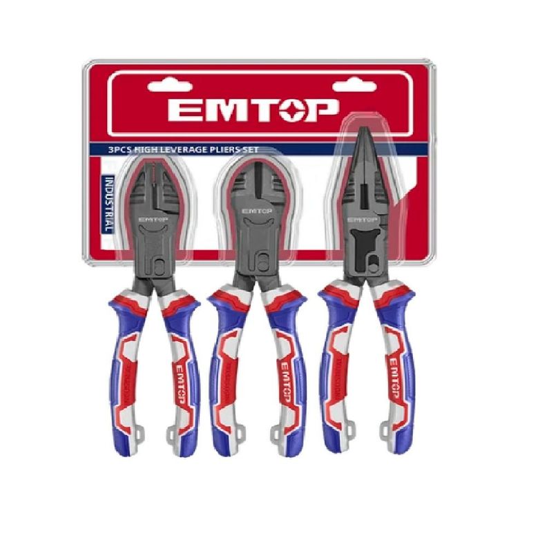 Set de 3 Alicates Industriales 8,5/8/8 pulgadas - Emtop-1