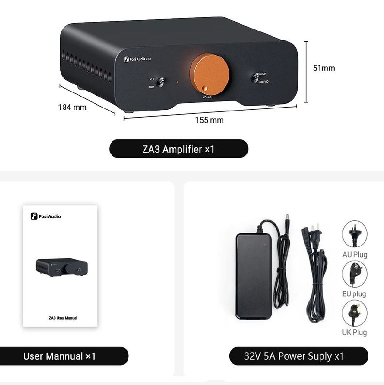 Amplificador Estéreo Balanceado de 2 Canales Fosi Audio ZA3-4