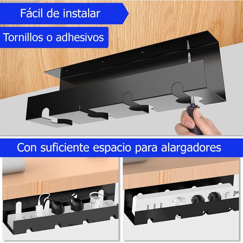 Bandeja Organizadora de Cables bajo Escritorio - Pack de 2-4