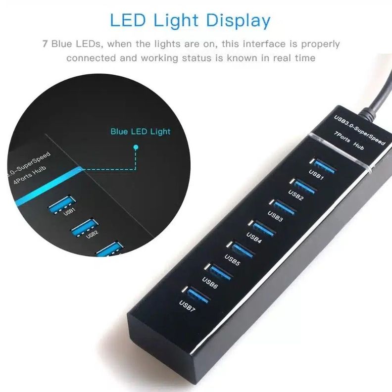Hub USB 3.0 de 7 Puertos y Cable Largo de 120cm-1