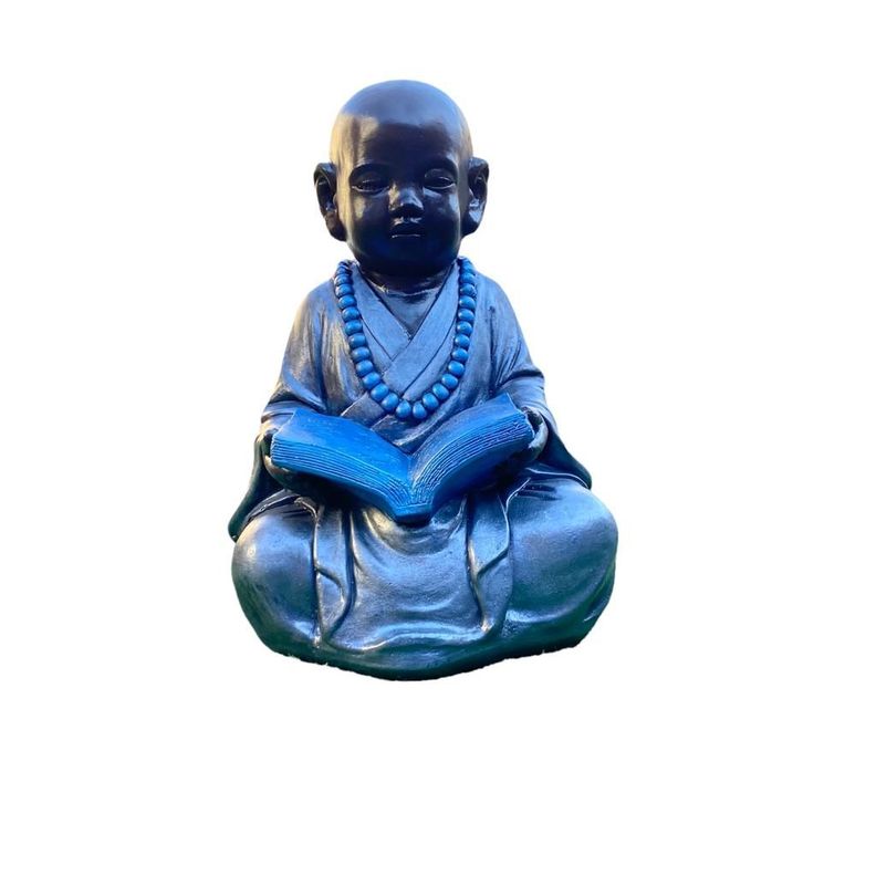 Figura Niño Monje Tibetano Leyendo Black/Silver 45 cm -0