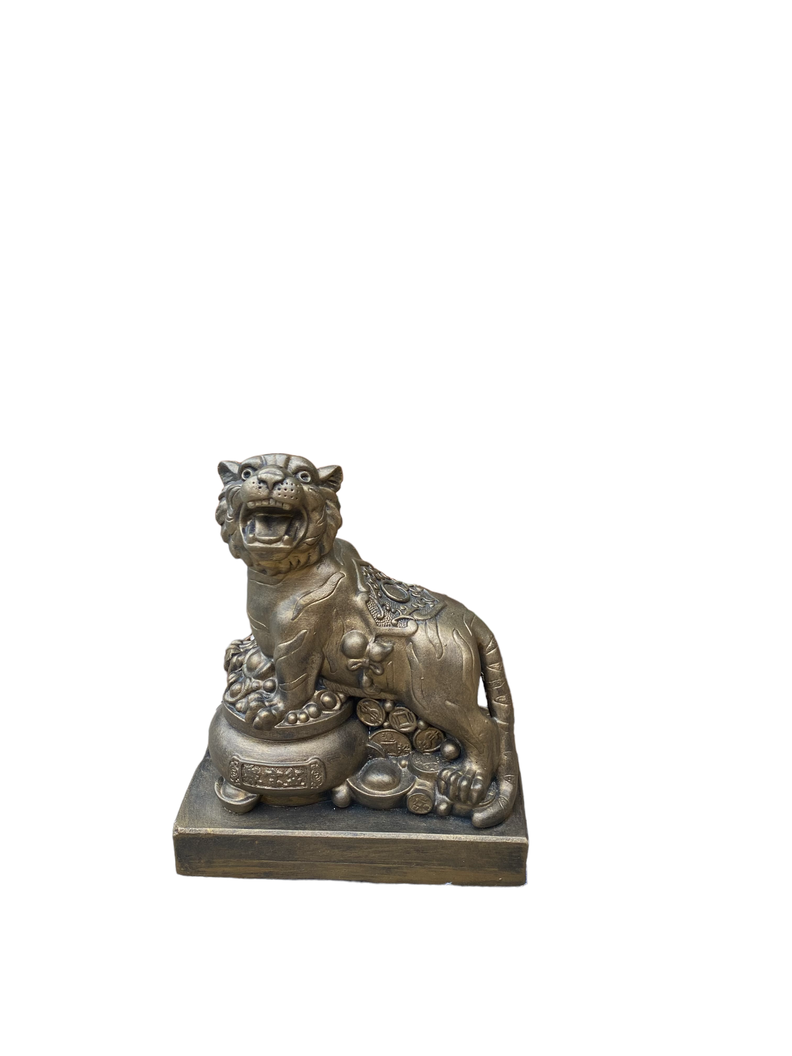 Estatua de León Feng Shui de la Buena Suerte Golden -0