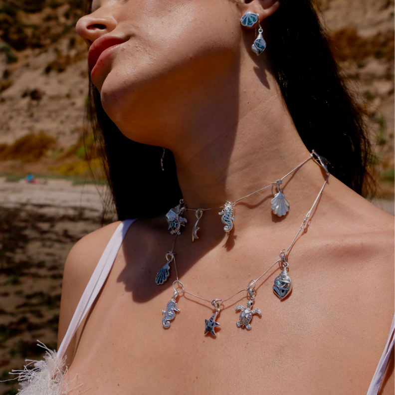 Dije Caracola de plata 925 con Abalone o Nacar-1