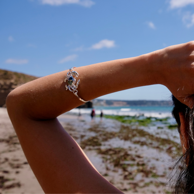 Pulsera Maxi Cangrejo en plata 925 con Abalone o Nacar-1