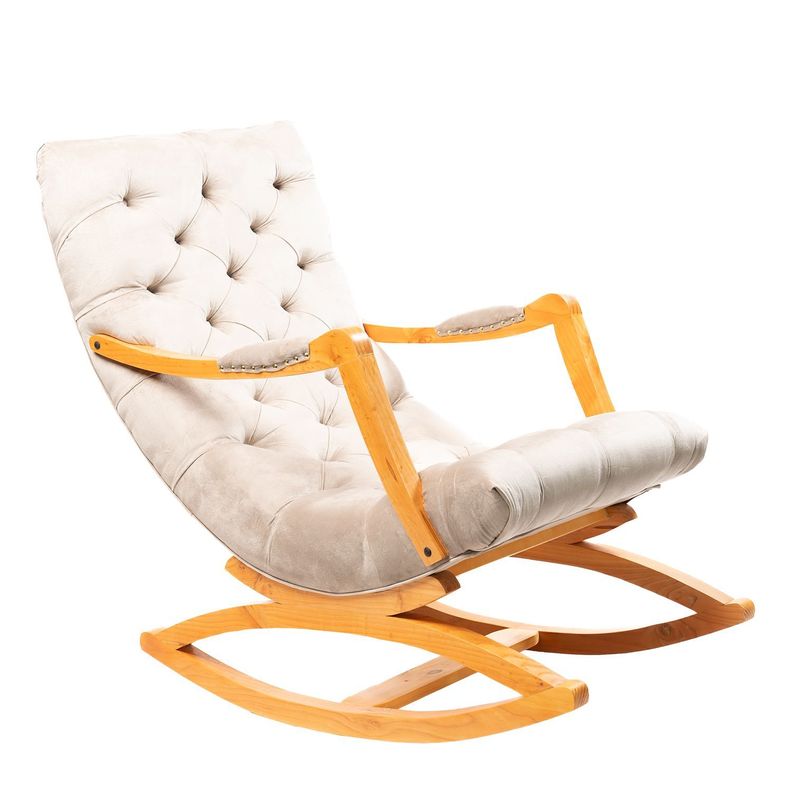 SILLA MECEDORA CAPITONES BEIGE FELPA-0