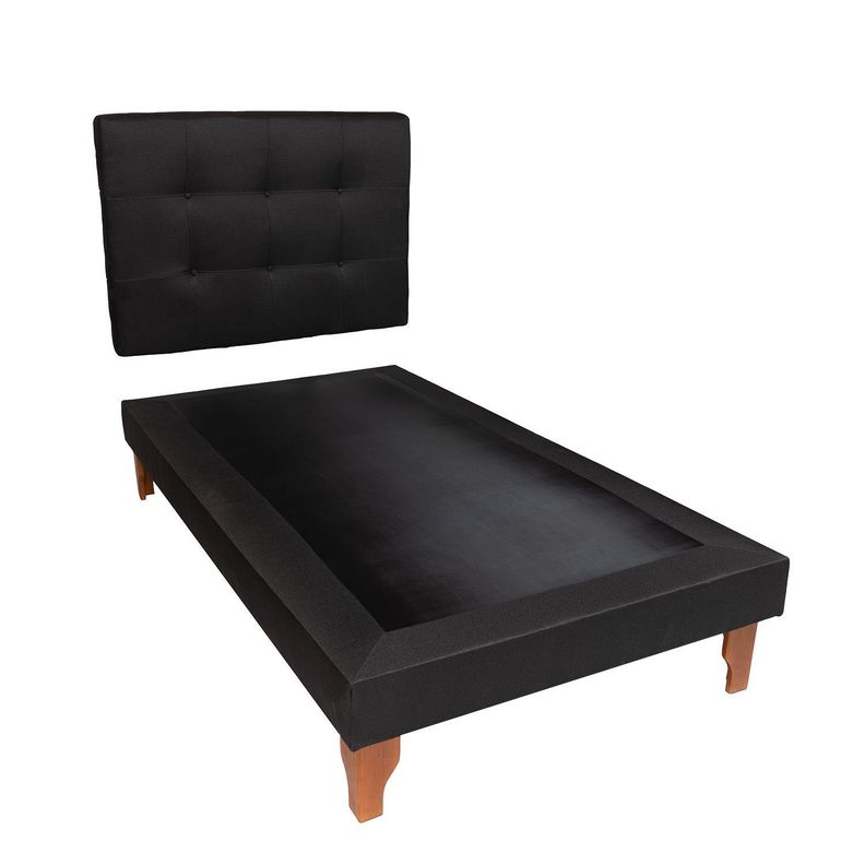 CAMA DE PLAZA NEGRO LINO