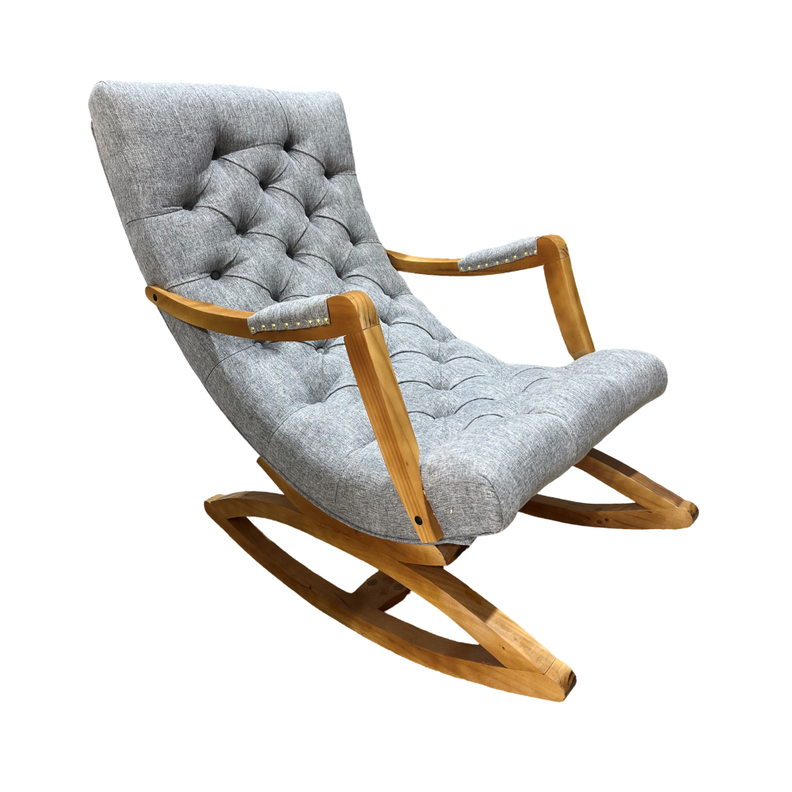 Silla Mecedora Capitone Gris Lino-0