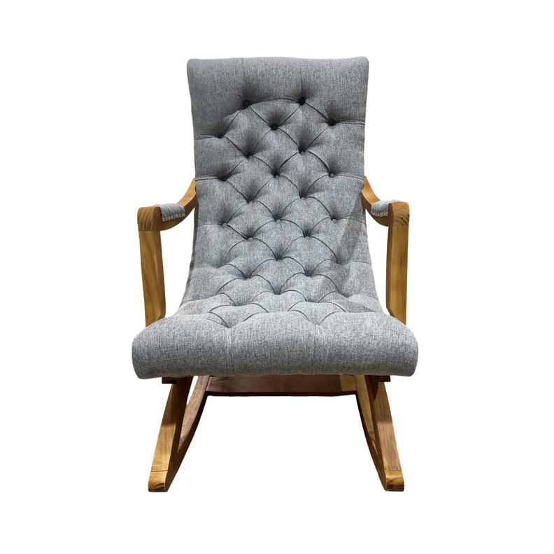 Silla Mecedora Capitone Gris Lino-1