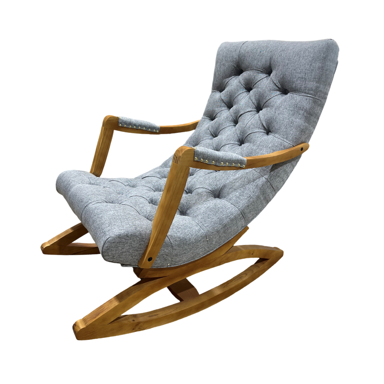 Silla Mecedora Capitone Gris Lino-2