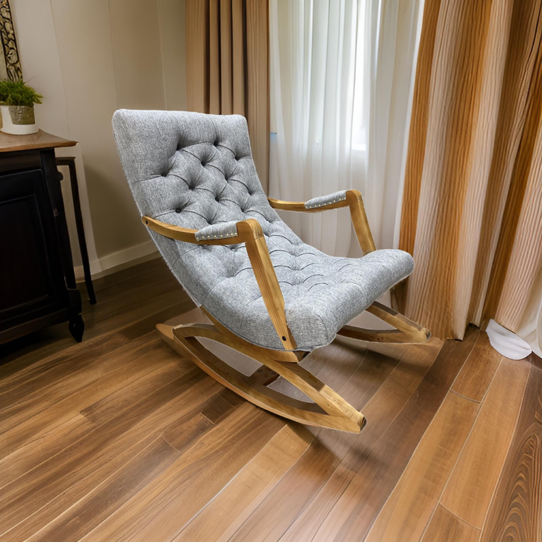 Silla Mecedora Capitone Gris Lino-3