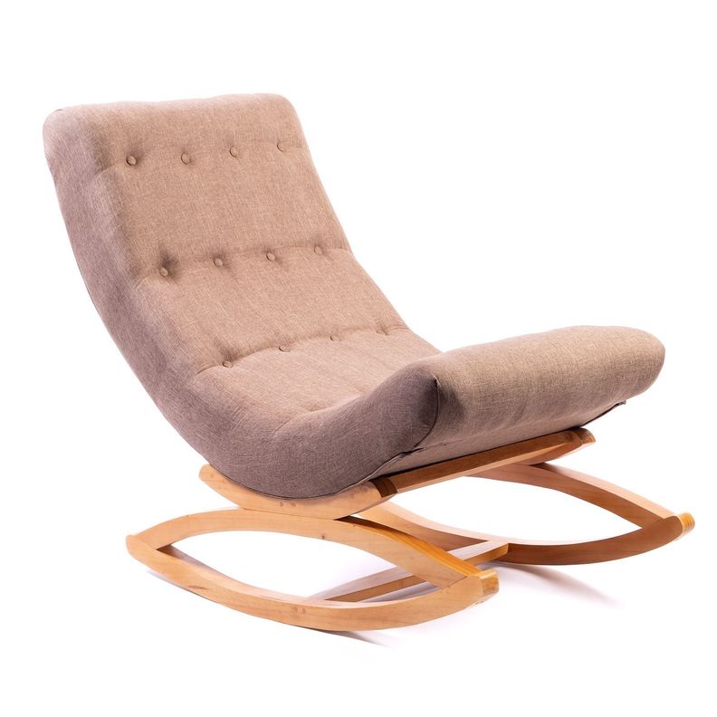 Silla Mecedora Sin Apoya Brazo Beige Lino-0