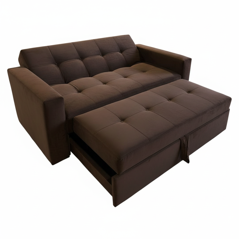 SOFA CAMA NOVUS TRES POSICIONES CHOCOLATE FELPA