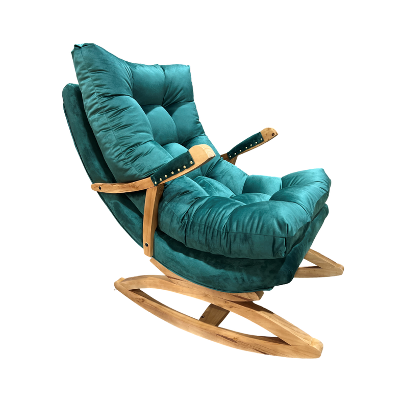 SILLA MECEDORA COQUETTE CON APOYA BRAZO VERDE ESMERALDA FELPA-0