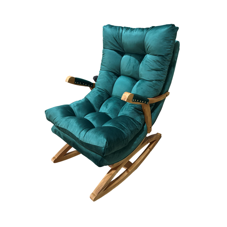 SILLA MECEDORA COQUETTE CON APOYA BRAZO VERDE ESMERALDA FELPA-2