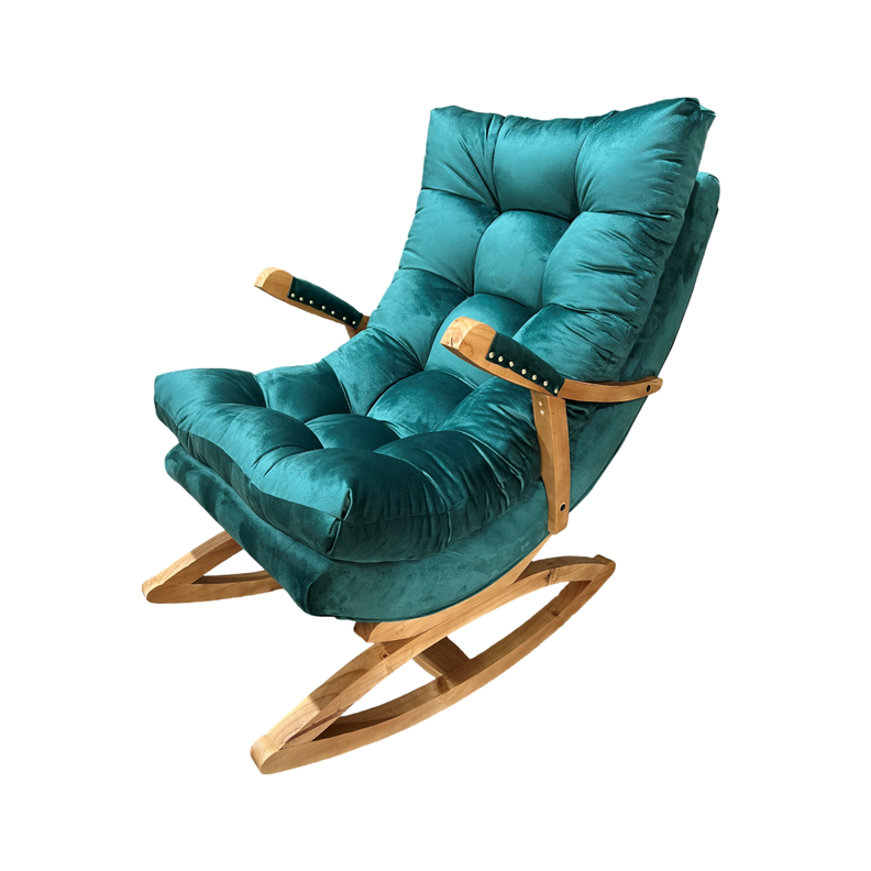 SILLA MECEDORA COQUETTE CON APOYA BRAZO VERDE ESMERALDA FELPA-3