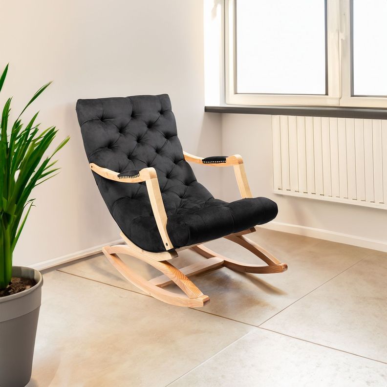 SILLA MECEDORA CAPITONES NEGRO FELPA-3