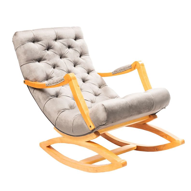 SILLA MECEDORA CAPITONES GRIS FELPA-0