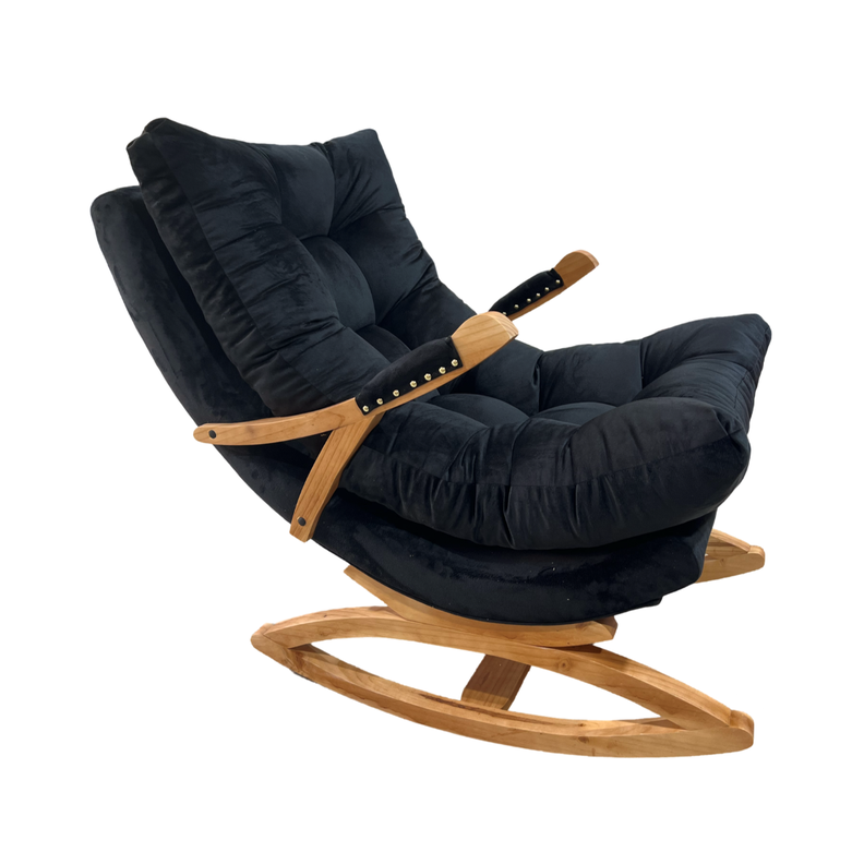 SILLA MECEDORA COQUETTE CON APOYA BRAZO NEGRO FELPA 2-0