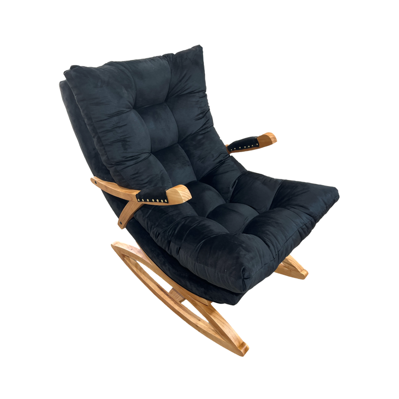 SILLA MECEDORA COQUETTE CON APOYA BRAZO NEGRO FELPA 2-1