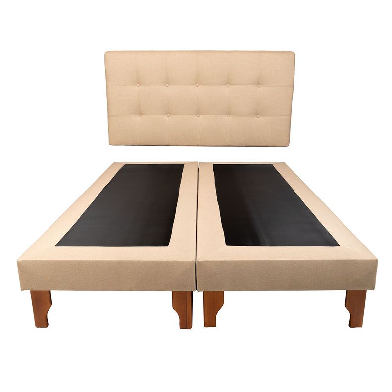 CAMA DOS PLAZA BEIGE LINO