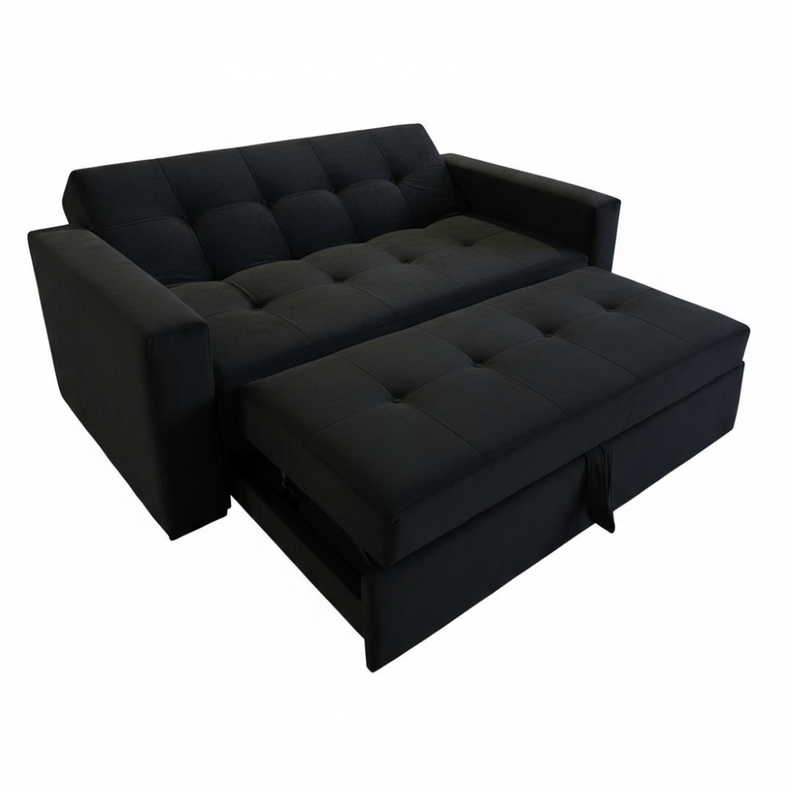 SOFA CAMA NOVUS TRES POSICIONES NEGRO FELPA
