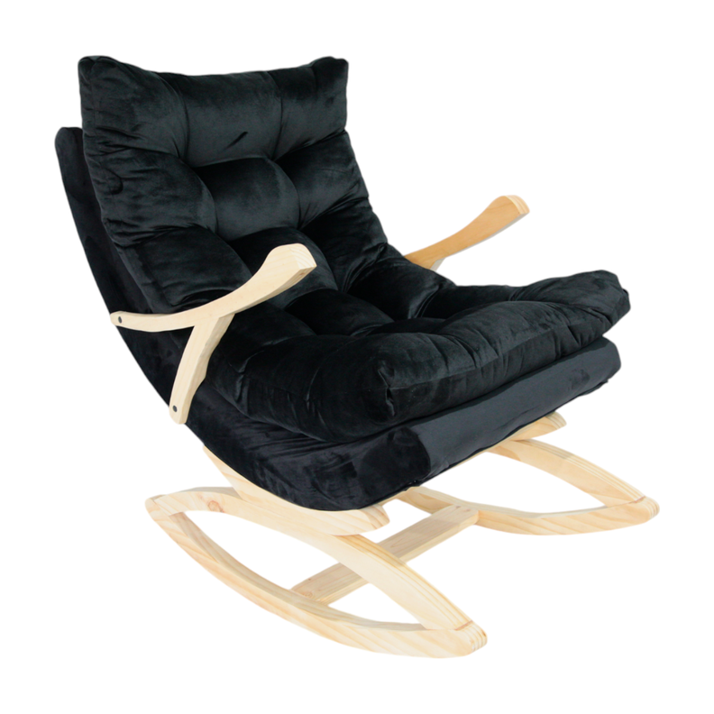 SILLA MECEDORA COQUETTE CON APOYA BRAZO NEGRO FELPA-0