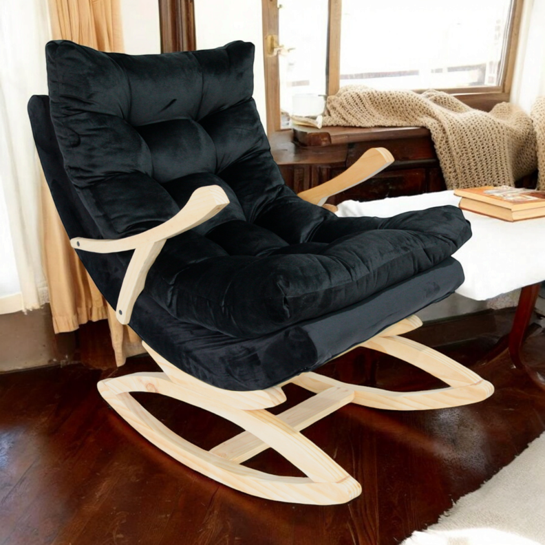 SILLA MECEDORA COQUETTE CON APOYA BRAZO NEGRO FELPA-2