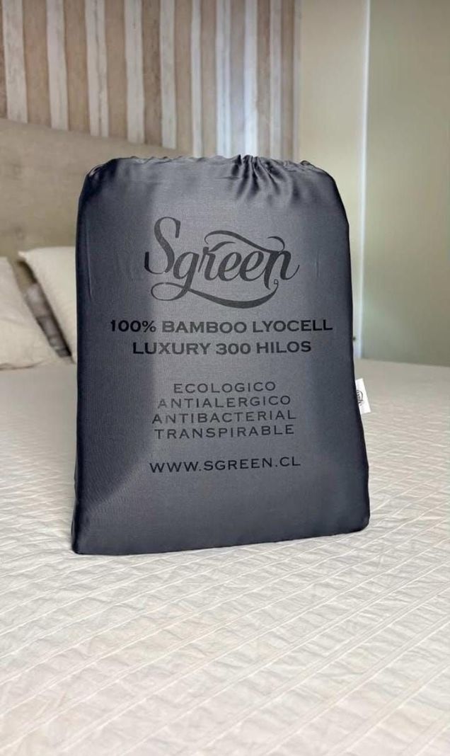 Sabanas de Bambu KING con 2Fundas 100% Lyocell. Sgreen/Gris Oscuro 2.5