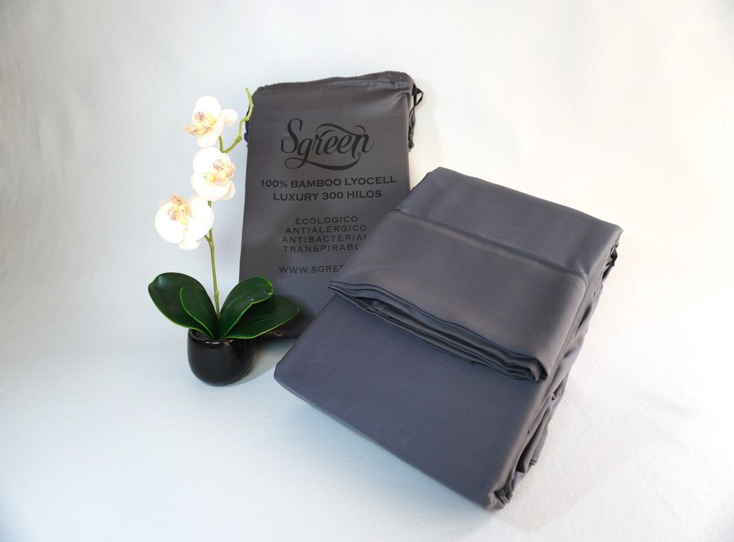 Sabanas de Bambu 100% Lyocell. Gris Oscuro 1.5 Plaza-2