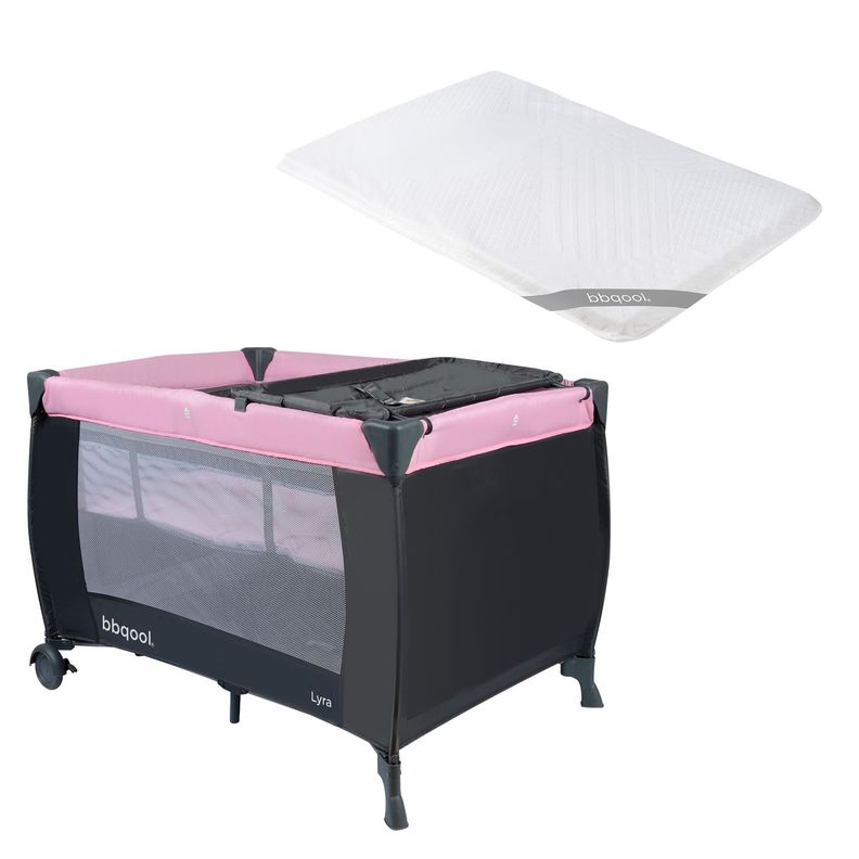 Cuna Playard Lyra Pink + Colchón de Viaje Plegable-0