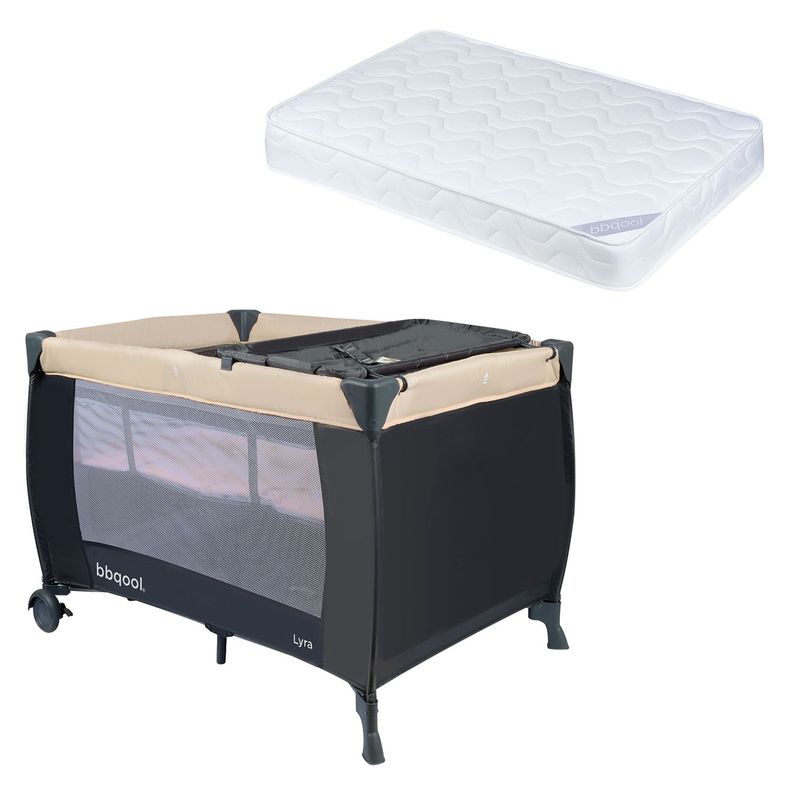 Cuna Playard Lyra Beige + Colchon de Espuma Recien Nacido