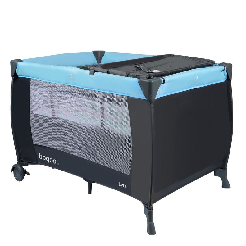 Cuna Playard Lyra Blue + Colchón de Viaje Plegable-1