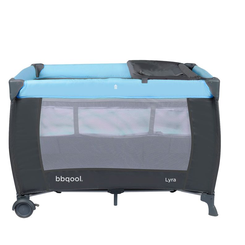 Cuna Playard Lyra Blue + Colchón de Viaje Plegable-3