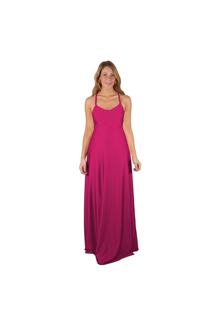 Vestido Largo Paris Fucsia Lycra Lazo Maria Paskaro-0