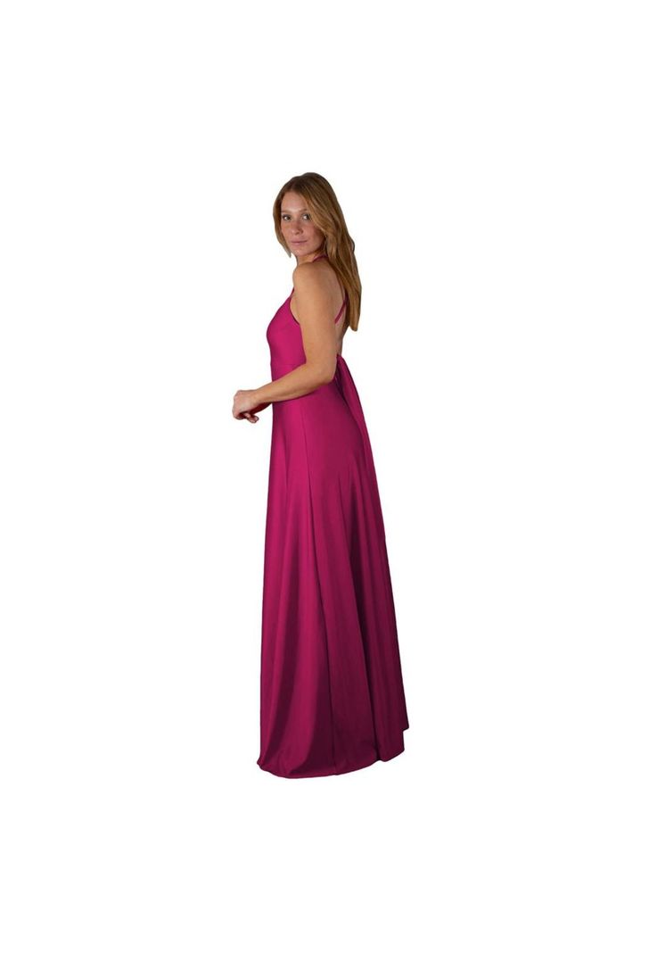 Vestido Largo Paris Fucsia Lycra Lazo Maria Paskaro-1