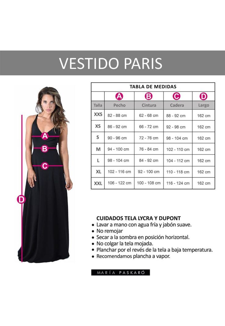 Vestido Largo Paris Fucsia Lycra Lazo Maria Paskaro-5