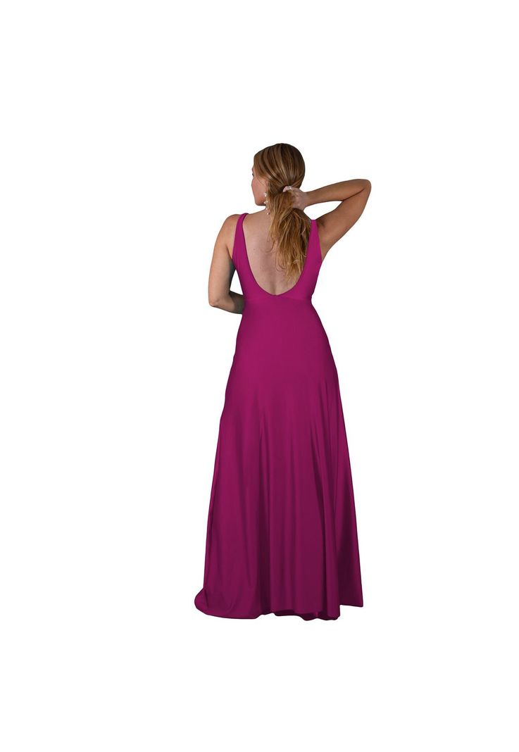 Vestido Largo Algarve Magenta Lycra Maria Paskaro-2