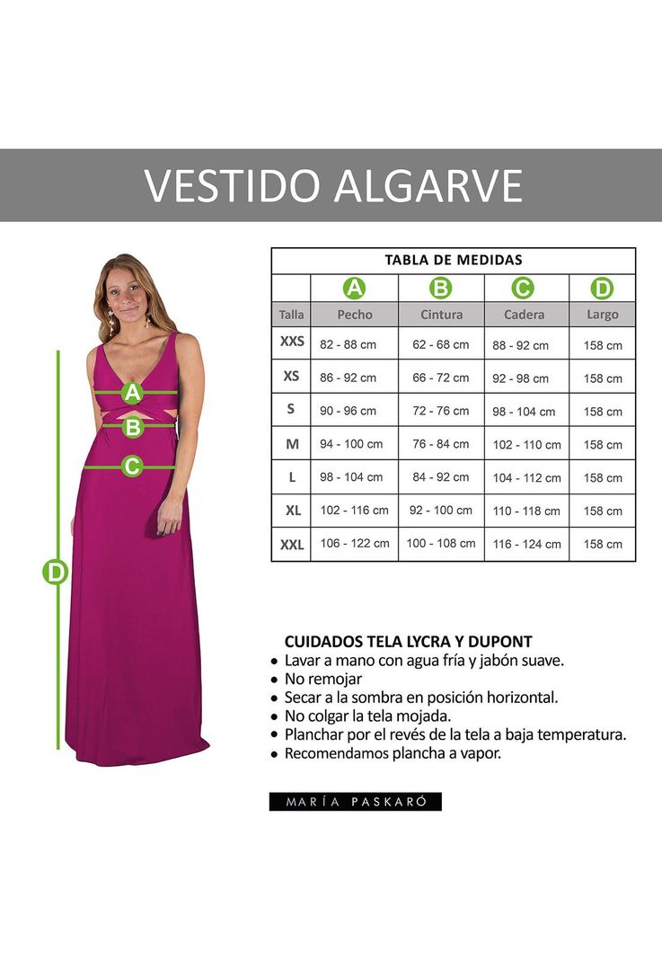 Vestido Largo Algarve Magenta Lycra Maria Paskaro-4