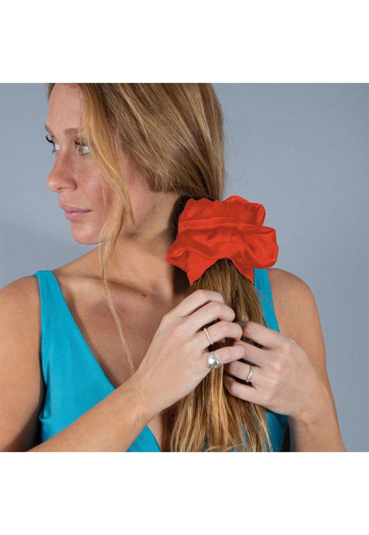 Scrunchie Collet Camelia L Naranjo Seda Maria Paskaro-0